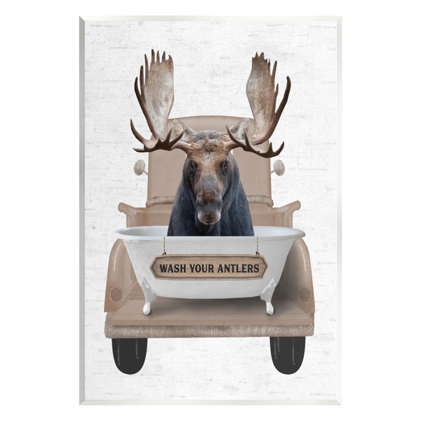 Stupell Industries Wash Your Antlers Truck On MDF by Lettered And Lined